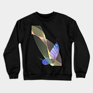 Handmade Unique Blue butterfly with curvy line wings Crewneck Sweatshirt